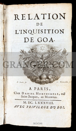 Image Of France India Title Page Of Relation De L Inquisition De Goa Charles Dellon Daniel Horthemels Paris 16 Full Credit Pictures From History Granger Nyc From Granger Historical Picture Archive